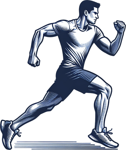 Person man running.
Single Game Texture.  In-Game asset.  2d.  Blank background.  High contrast.  No shadows