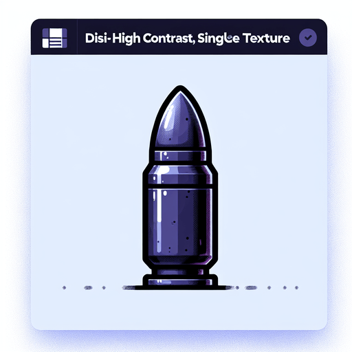 Пуля.
Single Game Texture. In-Game asset. 2d. Blank background. High contrast. No shadows.