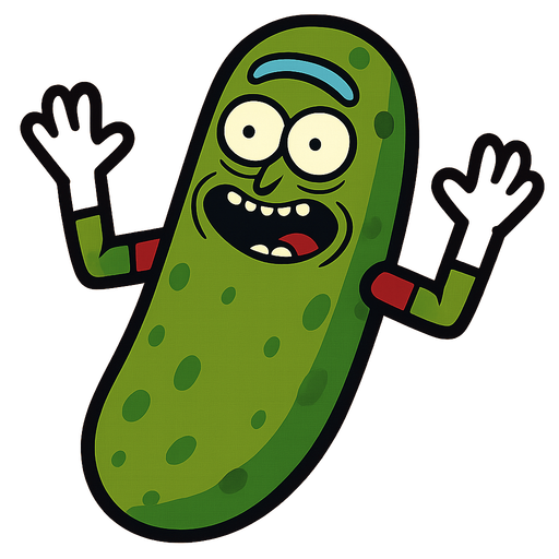 very well known pickles make Rick memes. single character. no writing..
In-Game asset.  2d.  High contrast.  No shadows
