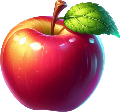 apple fruit.
Single Game Texture.  In-Game asset.  2d.  Blank background.  High contrast.  No shadows