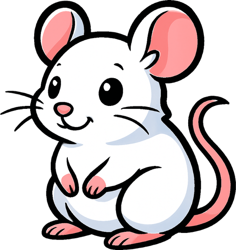 tatlı bir beyaz fare.
In-Game asset.  2d.  High contrast.  No shadows