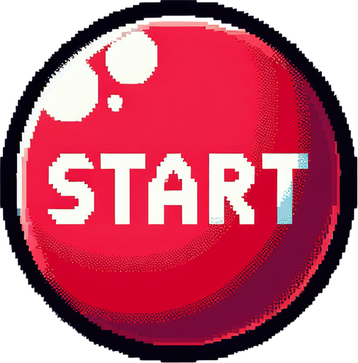 A start button. White on Red..
Single Game Texture. In-Game asset. 2d. Blank background. High contrast. No shadows.