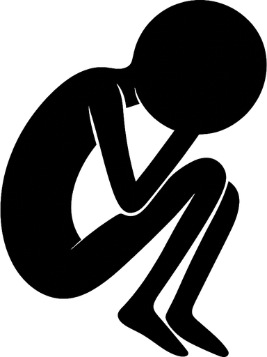 Stickman delgado en posición fetal y que este todo relleno de negro