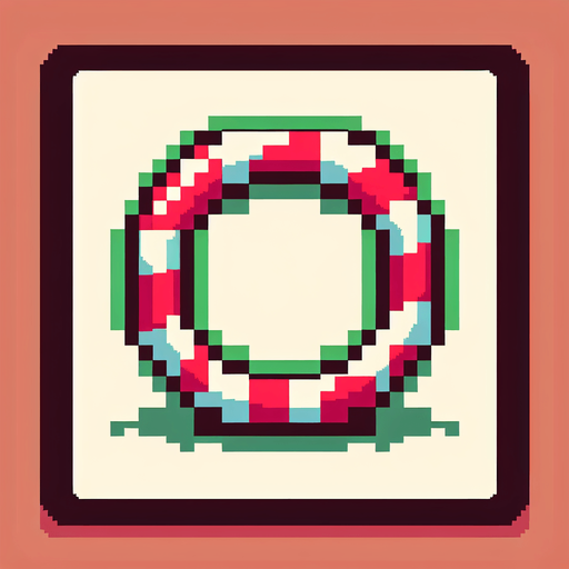 8-bit, cartoon. x-mas candy can frame. high contrast. simple. Single Game Texture. In-Game asset. 2d. Blank background. High contrast. No shadows.