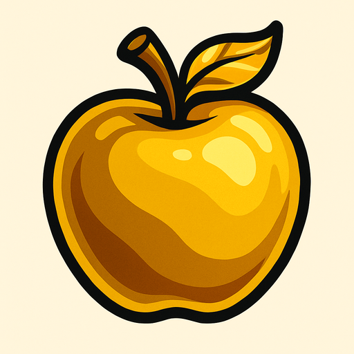 altın bir elma.
In-Game asset.  2d.  High contrast.  No shadows