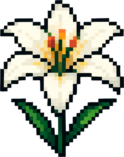 flor de lirio de pixeles.
In-Game asset.  2d.  High contrast.  No shadows
