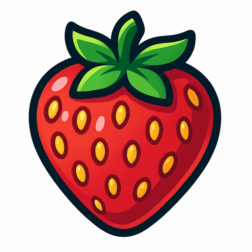 Strawberry.
In-Game asset.  2d.  High contrast.  No shadows