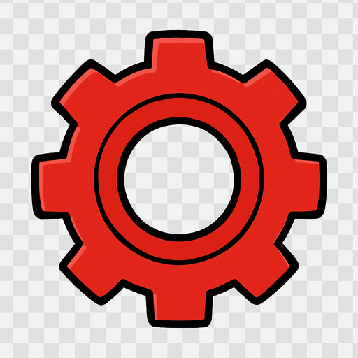 red gear top view tranparent.
In-Game asset.  2d.  High contrast.  No shadows