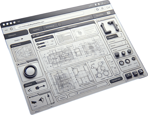 A clean and functional browser UI designed to display a technical instruction website. The layout features a standard browser interface with a slim address bar at the top and navigation buttons (back, forward, refresh) neatly positioned on the left. Below the bar, the content spans the rest of the screen, showcasing a detailed webpage filled with blueprints, diagrams, and arrows pointing to various components, resembling a technical manual.

The webpage is organized into a structured grid, with sections displaying labeled visuals and concise text instructions. The design incorporates a professional, muted color palette with clear lines and readable fonts to emphasize clarity and functionality. Subtly integrated towards the top-left corner of the screen, either within the browser’s interface or the webpage header, is a small visual hint—such as a faint icon, a uniquely styled arrow, or a highlighted word. This subtle detail blends seamlessly into the technical content.
Single Game Texture. In-Game asset. 2d. Blank background. High contrast. No shadows.