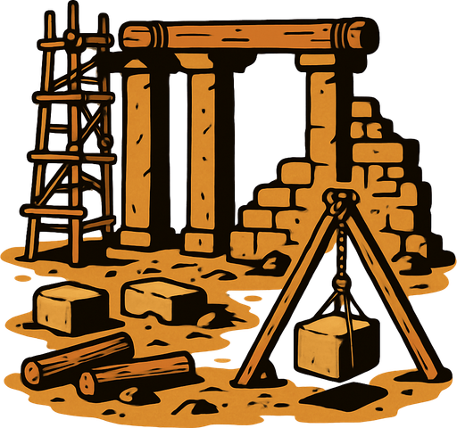 İnşaat eski çağ.
In-Game asset.  2d.  High contrast.  No shadows