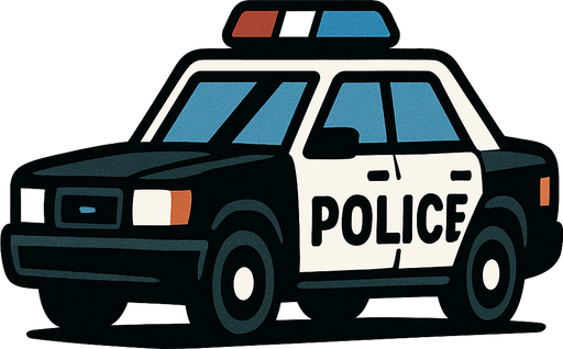 police car.
In-Game asset.  2d.  High contrast.  No shadows