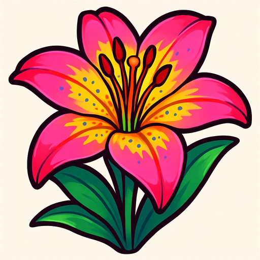 Lily. Front. Make it vibrant..
In-Game asset.  2d.  High contrast.  No shadows