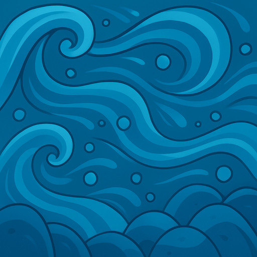 Crea la parte inversa de una carta que representa el elemento agua, no debe tener texto ni espacio vacío, deben ser corrientes de agua y rocas en la parte inferior