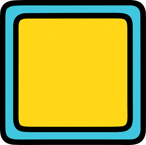 sarı dörtgen kenarkarı açık mavi.
In-Game asset.  2d.  High contrast.  No shadows