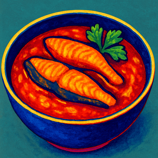 A bowl of fish curry.