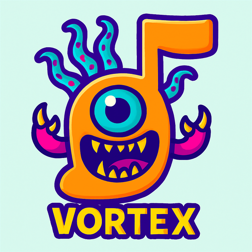 MÜZİK NOTASI ŞEKLİNDE BİR UZAYLI CANAVAR ÇİZ AMA BU KARAKTER PLAYER VE İSMİ VORTEX ONA GÖRE TASARLA. AYAKSIZ. dONT WRİTE TEXT İN TO İMAGE. NO BLACK..
In-Game asset.  2d.  High contrast.  No shadows