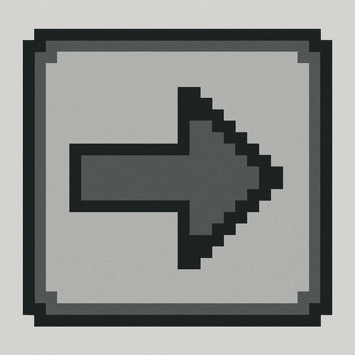 Cuadro gris con bordes negros que dentro tenga una flecha apuntando a la derecha pixelada.
In-Game asset.  No shadows