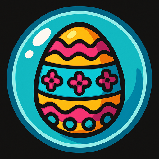 an easten egg in a bubble.
In-Game asset.  2d.  High contrast.  No shadows