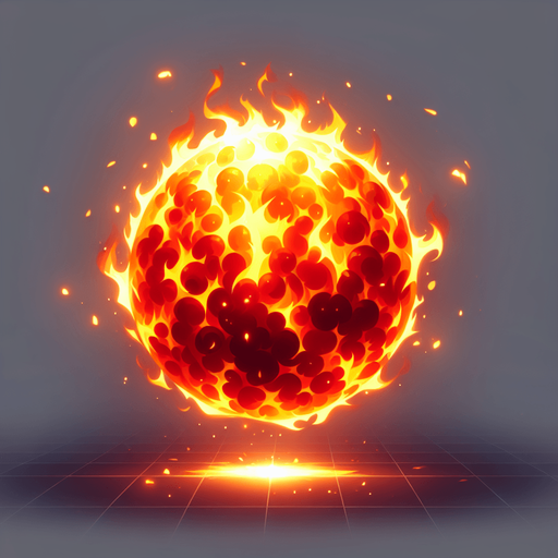 fire ball.
Single Game Texture. In-Game asset. 2d. Blank background. High contrast. No shadows.