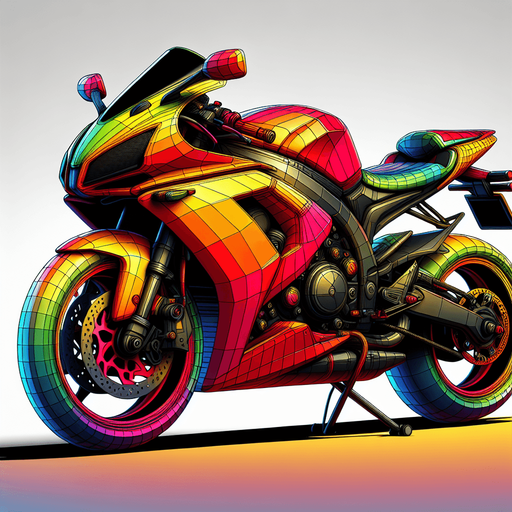 motosiklet.
Single Game Texture. In-Game asset. 2d. Blank background. High contrast. No shadows.