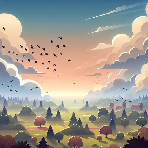 guzel 2d bir arka plan bulutlu havalar arkada ucan kuslar ve bu 2d olucak.
Single Game Texture.  In-Game asset.  2d.  Blank background.  High contrast.  No shadows. 2d