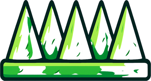 Spikes 2d game green.
In-Game asset.  2d.  High contrast.  No shadows