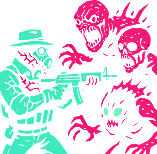 INFECTED AGENT VS MONSTERS.
In-Game asset.  2d.  High contrast.  No shadows