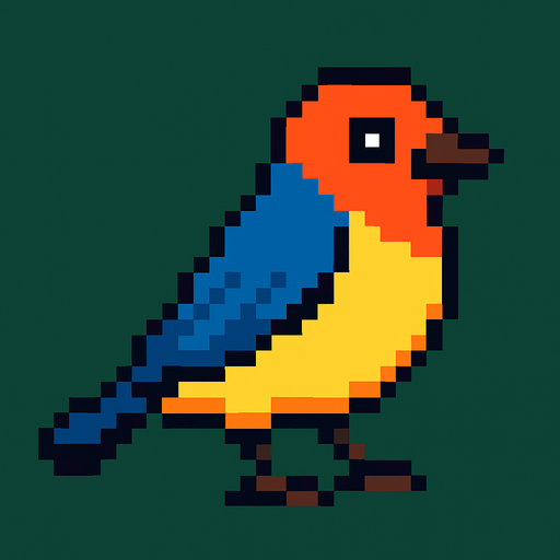 pixel art bird.
In-Game asset.  2d.  High contrast.  No shadows