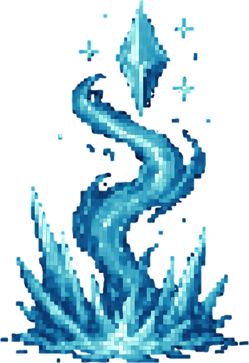 Sadece freeze büyüsü yap insan olmasın Dark souls style 2d pixel art.
In-Game asset.  2d.  High contrast.  No shadows