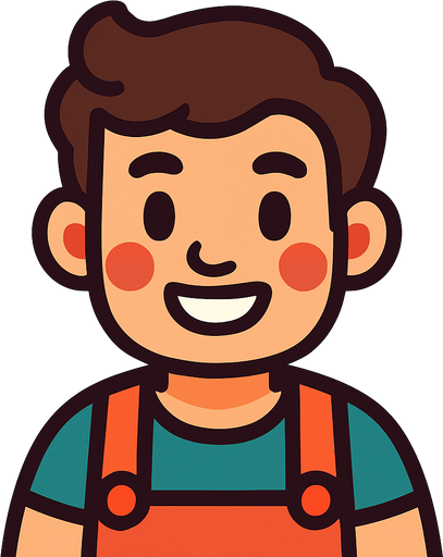 cute man.
In-Game asset.  2d.  High contrast.  No shadows