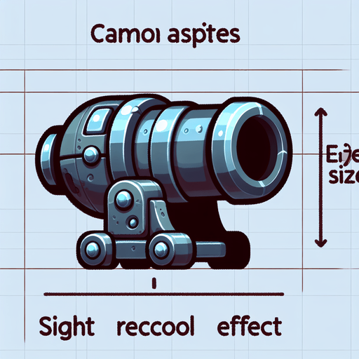 Type: 2D sprite (top-down or side view).
Style: Cartoonish or futuristic metallic cannon.
Animation: Slight recoil effect when shooting.
Size: Medium (fits at the bottom of the screen)..
Single Game Texture.  In-Game asset.  2d.  Blank background.  High contrast.  No shadows