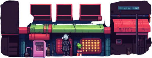 cyberpunk pixel art street