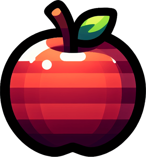 Apple.
Single Game Texture. In-Game asset. 2d. Blank background. High contrast. No shadows.