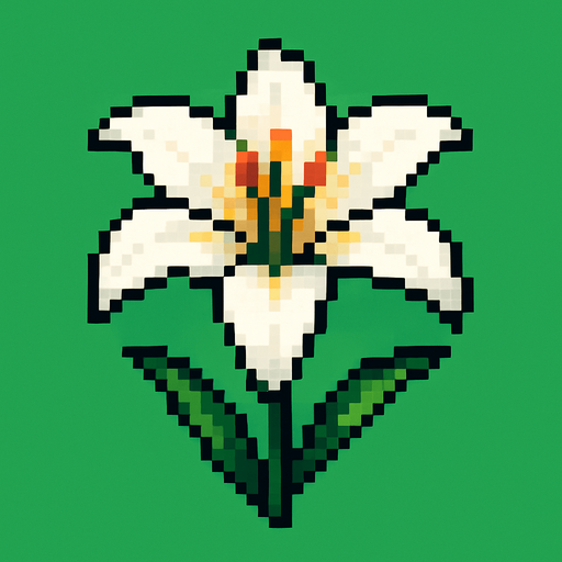 flor de lirio de pixeles.
In-Game asset.  2d.  High contrast.  No shadows