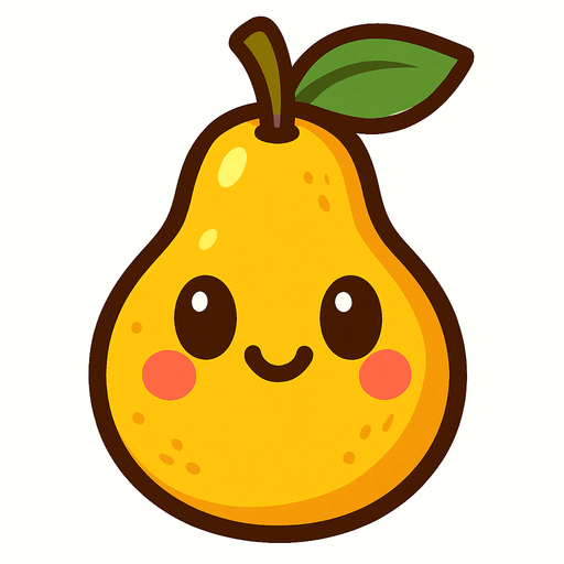 Pear with cute face.
In-Game asset.  2d.  High contrast.  No shadows