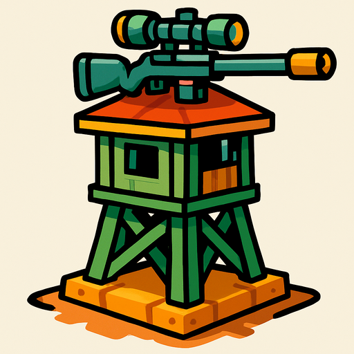 the sniper tower of tower defense.
In-Game asset.  2d.  High contrast.  No shadows