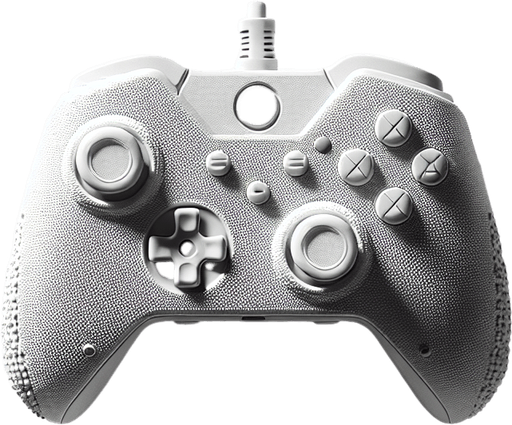 An upclose view of a joystick from above showing detail..
Single Game Texture. In-Game asset. 2d. Blank background. High contrast. No shadows.