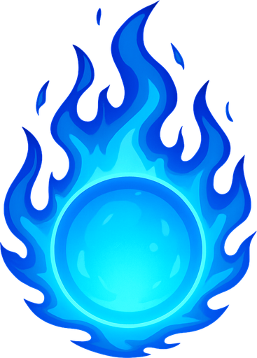create cool blue fire ball.
In-Game asset.  2d.  High contrast.  No shadows