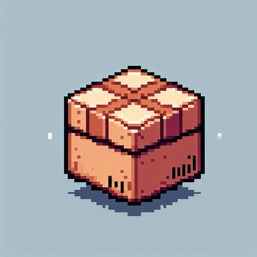 8-bit. Cartoon. Carboar box. In game asset. No background. No shadow. High quality. Single Game Texture. In-Game asset. 2d. Blank background. High contrast. No shadows.