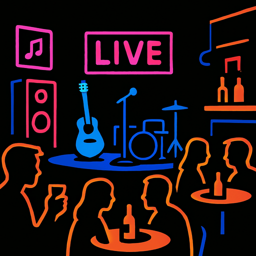 dark mode müzik çalınan mekan.
In-Game asset.  2d.  High contrast.  No shadows