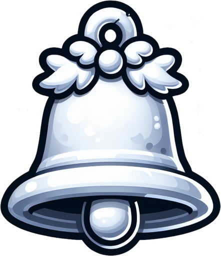 Single White Christmas bell. White decorations. Cartoon. Outline
Single Game Texture. In-Game asset. 2d. Blank background. High contrast. No shadows.