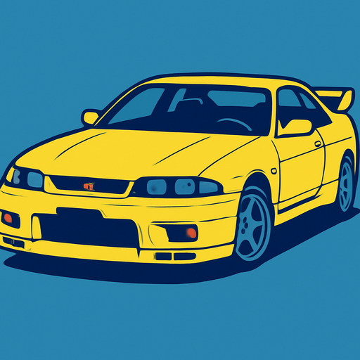 a nissan skyline gtr33.
In-Game asset.  2d.  High contrast.  No shadows