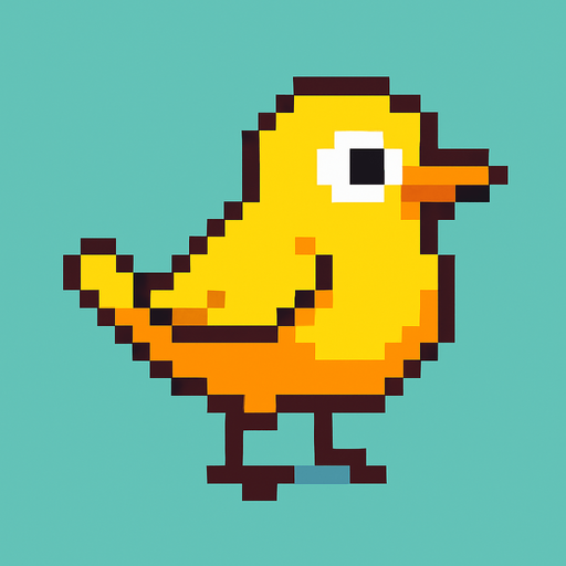 Pixel Art 2d Bird.
In-Game asset.  2d.  High contrast.  No shadows
