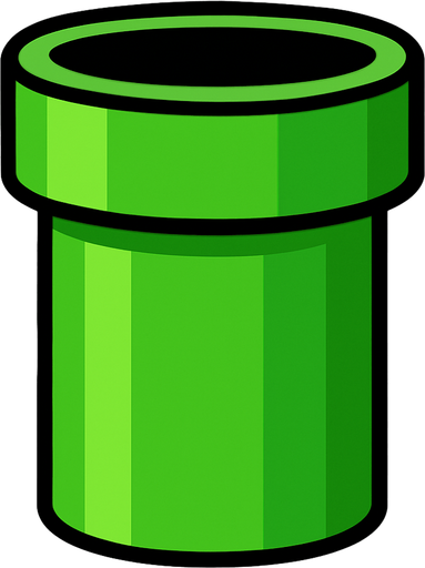 yeşil boru.
In-Game asset.  2d.  High contrast.  No shadows