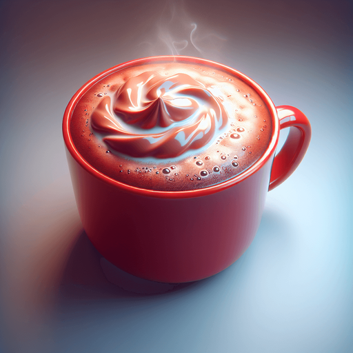 photorealistic red mug of hot chocolate.
ows.