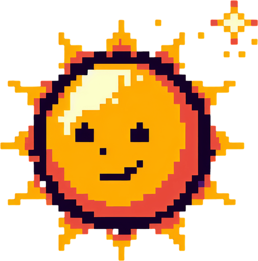 sun pixelart
Single Game Texture. In-Game asset. 2d. Blank background. High contrast. No shadows.