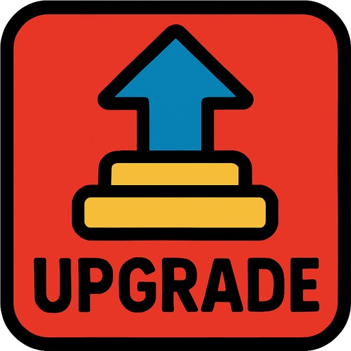 upgrad icon.
In-Game asset.  2d.  High contrast.  No shadows