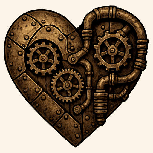 haz un corazon con aspecto steampunk metalico desgastado.
In-Game asset.  2d.  High contrast.  No shadows