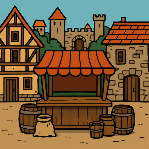 medieval basic city trade ui background.
In-Game asset.  2d.  High contrast.  No shadows