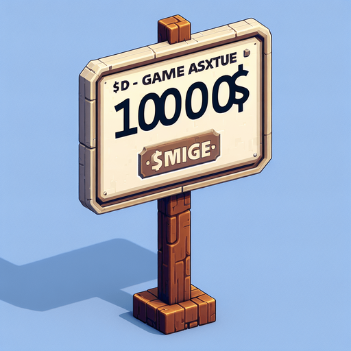 write 10000$ on a sign.
Single Game Texture. In-Game asset. 2d. Blank background. High contrast. No shadows.
